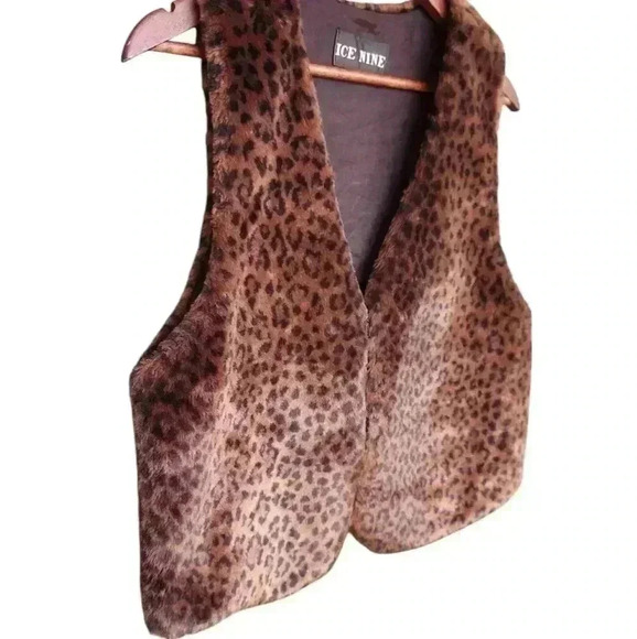 Beautiful Vintage Leopard Print Faux Fur Vest USA - Picture 2 of 6